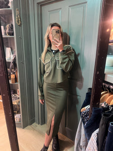 Laura Olive Skirt Suit