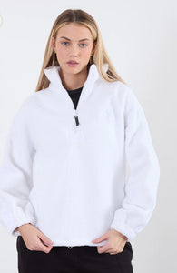 Grace White Fleecy 1/4 Zip