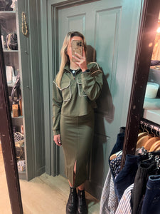 Laura Olive Skirt Suit