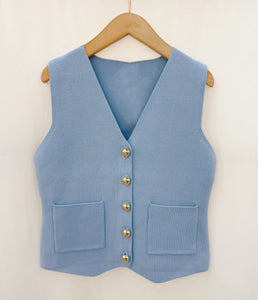 Chloe Blue Pocket Waistcoat