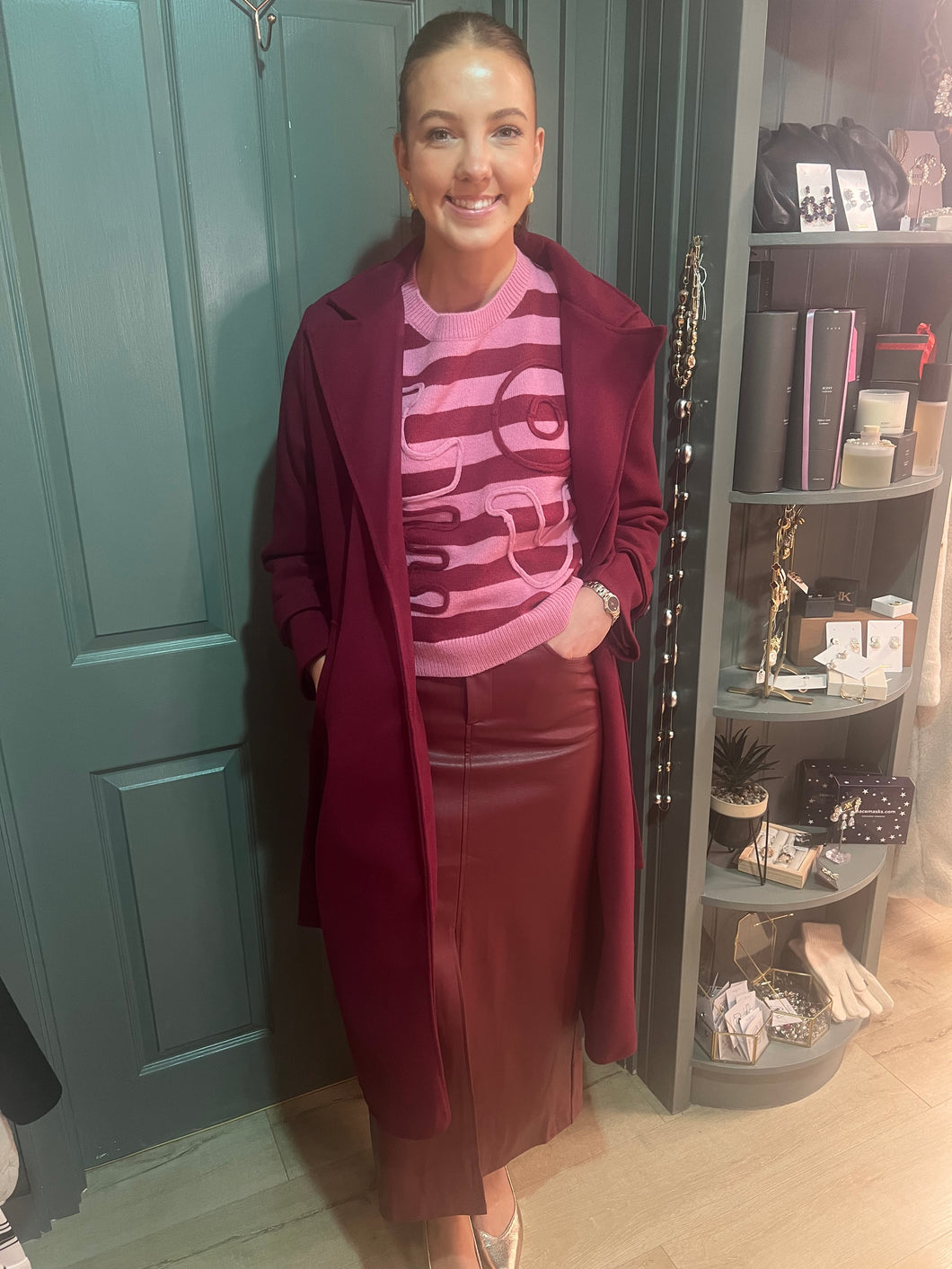 Amelia Burgundy Coat