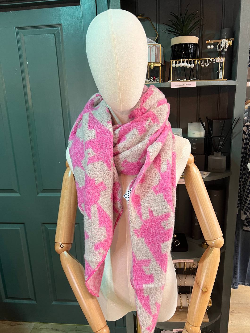 Spring Scarf Pink Houndstooth