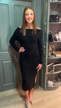 Load image into Gallery viewer, Audrey Black Knit Sparkle Dress
