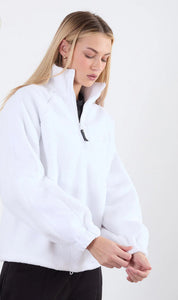 Grace White Fleecy 1/4 Zip