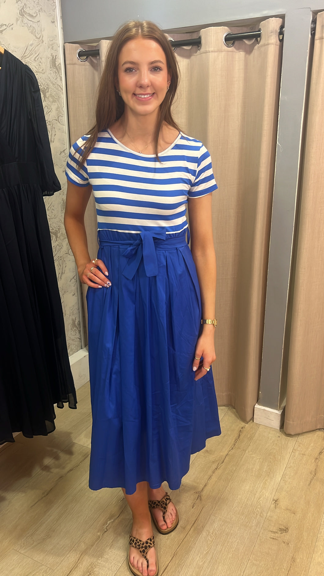 Elise Stripe Midi Dress
