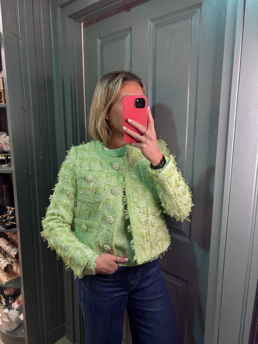 Sara Pearl Jacket Green