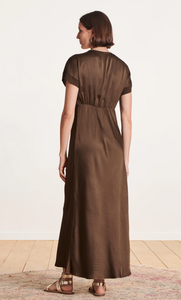 Faye Brown Satin Maxi Dress