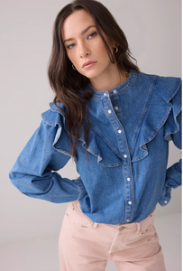 Selena Denim Frill Shirt